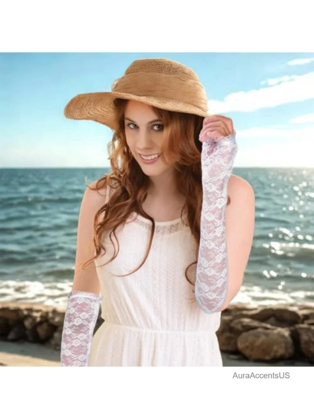 Lace Fingerless Long Gloves Women Bridal Wedding Party Prom Floral Retro Opera